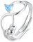 INFUSEU Anxiety Ring, Fidget Angstring Anti Stress Blauer Zirkon Ringe Verstellbar Bead Einstellbare Spinner Worry Schmuck Anxiety Ring Geschenk für Frauen Damen Mädchen
