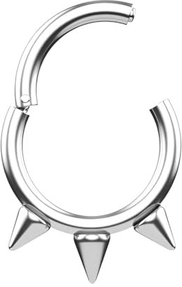 Decentraland 1 Stück 16G Silber Durchmesser 8mm Spike Nase Septum Mund Hoop Ohrring Knorpel Chirurgenstahl Gothic Ring Piercing Schmuck