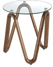 Ángel Cerdá - Runder Ecktisch aus gehärtetem Glas und Nussbaum - Moderner und eleganter Ecktisch für das Wohnzimmer - Vielseitiger Beistelltisch für das Wohnzimmer - 50 x 51 cm