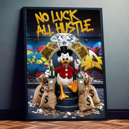 Dekomundo No Luck All Hustle Pop Art Poster für Wohnzimmer, Schlafzimmer, Büro, 40x60 cm