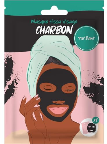 Masque au Charbon Visage en Tissu - Soin Express 10 Minutes - Peau et Teint Éclatant - Purifiant et Hydratant - Routine Skincare Visage, Soin Peau pour Point Noir - French Tendance