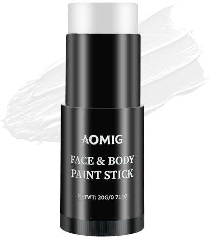 Aomig Crayon Corporel en Bâton de Peinture, Bâtons de Maquillage de Peinture pour le Visage et le Corps, Maquillage de Fête D'art Corporel D'halloween(Blanc)
