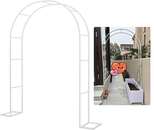 Arco de metal para jardín, arco de boda, decoración de patio, pérgola redonda para patio, césped, camino, color blanco, 1,4 x 2,3 x 0,4 m