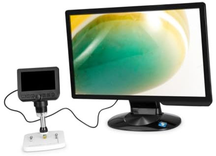 OSALADI Microscopio Digital 600x Pantalla de 4 3 Pulgadas 8 Luces Led Soporte Portátil para Dispositivos Electrónicos Joyas Dinero Fotografía Y Vídeo Led