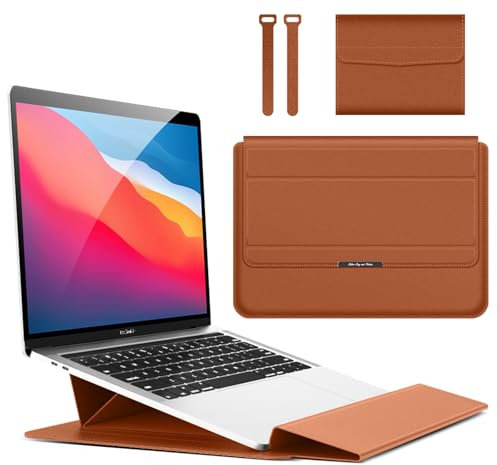 Hinnwer 11 11,6 12 Pouces Housse Ordinateur Portable Sacoche avec Fonction Stand pour Ipad Pro 12.9 MacBook Air M1 2020/Surface/Acer/Asus/Dell/Fujitsu/Lenovo/HP/Samsung/Sony Marron
