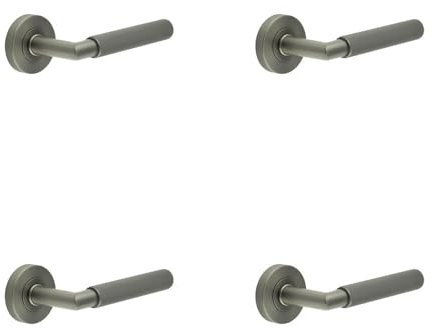 Loops 4 Pack Durable Three One Six Knurled Gun Metal Door Handle for Home and Office - Interior Handle
