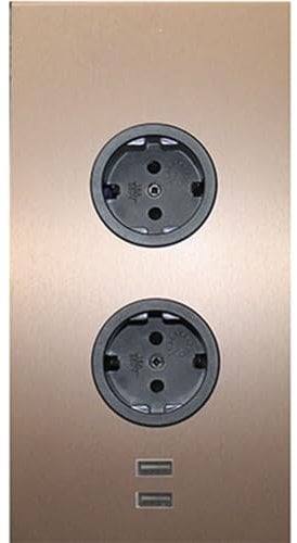 Caressi Ecksteckdose 2ST220 - Steckdose 2fach mit 2x USB für die vertikale Montage in einer Ecke, Edelstahl, 230V