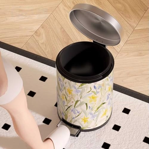 Grande poubelle à pédale de 10/14 litres en acier inoxydable, corbeille à déchets en métal, poubelle de cuisine, de bureau, de salle de bain, poubelle à déchets avec couvercle à fermeture douce(D,25x2