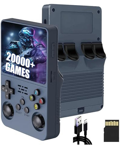 R36S Console di gioco portatile retrò, schermo IPS da 3,5 pollici, 640 x 480 pixel, sistema Linux, compatibilità con diverse lingue, memoria da 128GB, oltre 20.000 giochi (blu scuro)