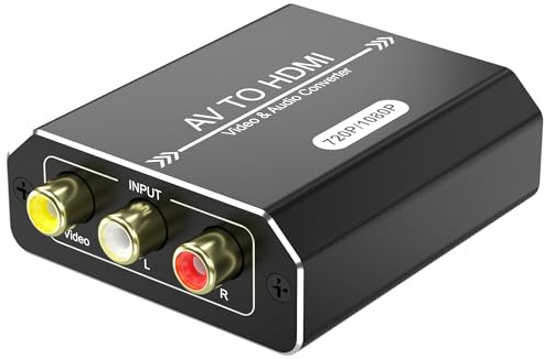 AUKOKIOULA Convertisseur RCA vers HDMI, adaptateur AV vers HDMI 1080p avec alimentation USB, convertisseur audio vidéo composite CVBS prend en charge PAL/NTSC pour PS2/PS3, Wii, Xbox, magnétoscope