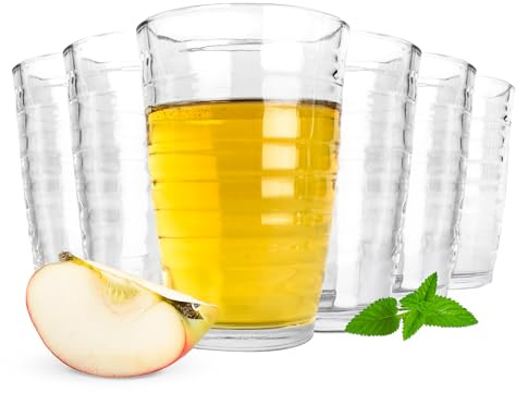 Sendez 6er Set Trinkgläser 320 ml – Strukturierte Saftgläser, robuste Cocktailgläser & Longdrinkgläser für Wasser, Softdrinks und Drinks