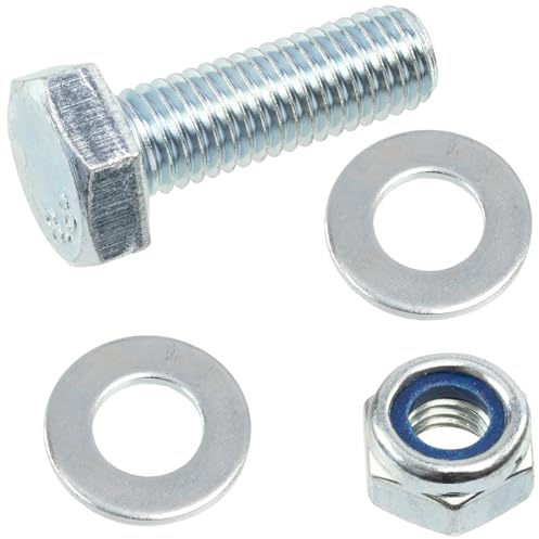 AERZETIX - Satz mit 10 Sechskantschrauben M10x30 mm + 20 Unterlegscheiben + 10 selbstsichernde Sechskantmuttern M10 für die Heimwerkermontage und leichte Befestigung | Stahl