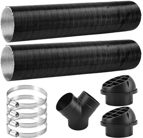 Tuyau de Chauffage de Voiture de 75 mm,Accessoires de Chauffage - Kit Complet avec 2 Tuyaux Souples,2 Sorties,1 Pièce en Y & 4 Colliers,Compatible Webasto,Eberspächer,Propex - Extensible de 50 à 80 cm