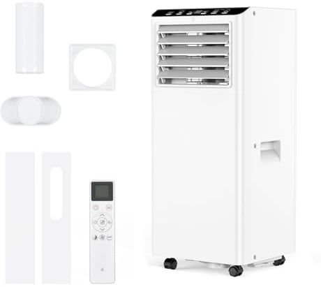 RBFGYIOP Mobile Klimaanlage 9000 BTU 3-in-1 – Kühlen, Entfeuchten, Ventilator – Leise (<52 dB), 2 Geschwindigkeitsstufen, 24-Stunden-Timer, Energiesparend, Einfache Installation