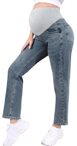 Yruioon Pantalons Grossesse Jeans Longues Élastiques pour Femmes Enceintes