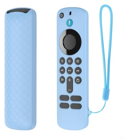 Risveglio Leichte, stoßfeste Silikonhülle für Fire TV 4K/HD Sprachfernbedienung (neuestes Modell), rutschfeste Schutzhülle mit Umhängeband (blau bei Nacht)