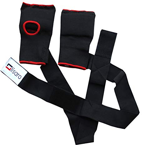 Lisaro Boxen Elastisch Innenhandschuhe MMA Boxbandagen Handschuhe ohne Daumen mit Polsterung (S)