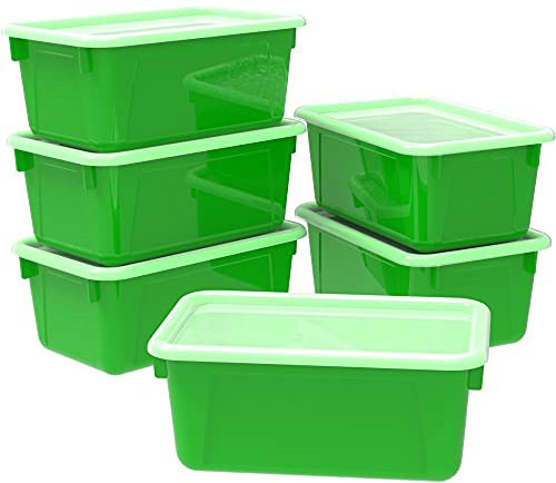 Storex Petite poubelle avec couvercle, 31 x 19,8 x 13 cm, vert pour salle de classe, étui de 6 (62409U06C)