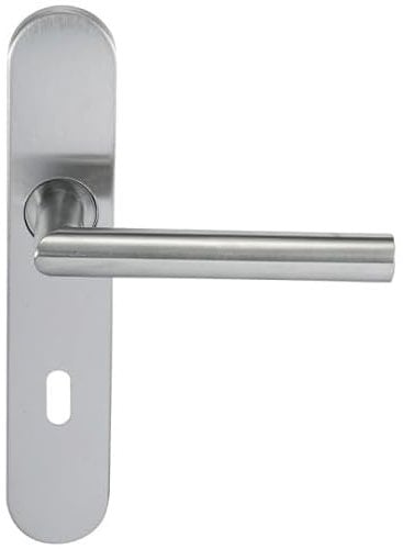 Paire de Poignées de porte KLOSE besser Inox 304 sur Plaque Noémie vif - Trou petite clé