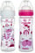 Neobaby Flasche aus Polypropylen, Weithals, mit Silikonsauger, 250 ml, Rosa, Durchfluss verstellbar, 2 Monate +