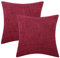 Lewondr Leinen Kissenbezug Kissenhülle 45x45cm, 2er Set Weiche Quadrat Wurfkissen Sofakissen Dekokissen Einfarbige Gewebte Kissenbezüge für Wohnzimmer, Sofa, Auto,Weihnachtsdekoration - Weinrot