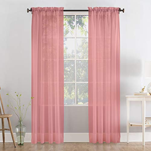 Megachest a pair of slot top voile curtains (Dusty Rose, 56 wideX72 drop 2 Panels)