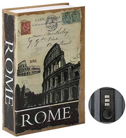 Parrency Diversion Book Safe with Combination Lock, Secrect Hidden Safe Lock Box Large, Medium, Rome, 9 1/2 x 6 x 1 1/3, SBH-M005