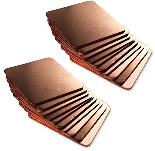 Silverbead Kupferplättchen [20x20x0,5mm] [20 Stück] Kupfer Copper Pad Heatsink | geeignet für GPU RAM SSD VRAM VRM Steuerplatinen Elektronik LED SMD IC