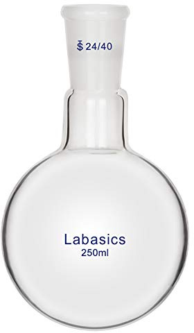 Labasics Glass 250ml Single Neck One Neck Round Bottom Flask RBF, with 24/40 Standard Taper Outer Joint, 250ml