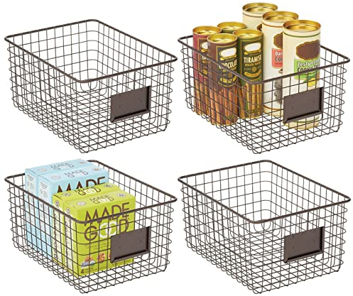 mDesign 4er-Set Allzweckkorb aus Metall – Aufbewahrungskorb für Küche, Vorratskammer etc. – kompakter und universeller Drahtkorb – bronzefarben
