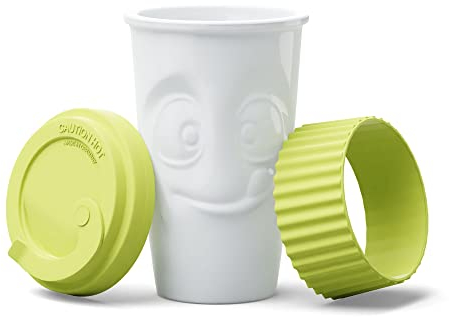 FIFTYEIGHT PRODUCTS / Becher ToGo „Lecker“ (Porzellan, 400ml, Limette, Made in Germany)