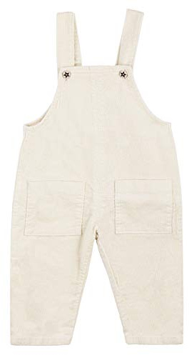 Camilife bebé Bambini Unisex Salopette in Velluto a Coste Pantaloni con Bretelle per 1-4 Anni Vintage Retro per Primavera Autunno - Bianco Beige Taglia 100