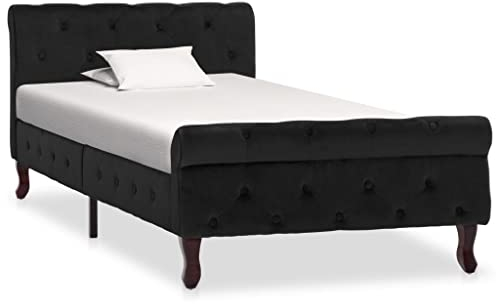 vidaXL Polsterbett Bett Einzelbett Bettgestell Bettrahmen Lattenrost Schlafzimmerbett Ehebett Schlafzimmermöbel Schwarz Samt 90x200cm