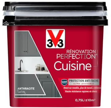 V33 Peinture de rénovation cuisine, Rénovation perfection Gris anthracite satin 750ml
