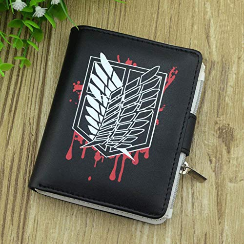WYTX Brieftasche Anime Hatsune Miku PU Schwarz Kurze Null Brieftasche Geldbörse mit Innen Zipper Tasche Taste Stil Geld Tasche,Attack On Titan