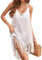 JFAN Vestido de Verano de Crochet y Espalda Abierta Pareos y Camisola con Borla Cubrir Traje de Baño de Playa para Mujer Blanco