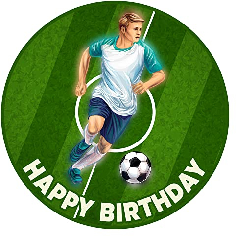 J&M DECO Tortenaufleger Fußball – essbare Tortendeko Ø 20 cm – Tortenbild für Jungen Geburtstag – Kuchen Dekoration mit Fußball-Motiv – Zuckerpapier – Made in EU