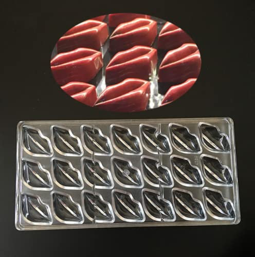 Binwat 21 Grid Chocolate Candy Mold PC Polycarbonate Chocolate Making Mould (Lip Shape)