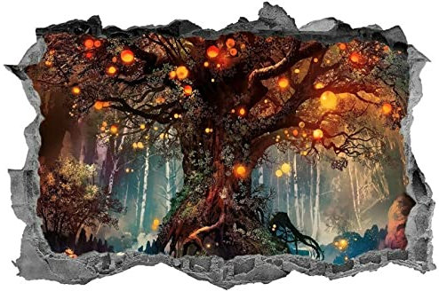 Enchanté, forêt, autocollant, décalcomanie, chambre à coucher, fantaisie, 3d, art mural, murale