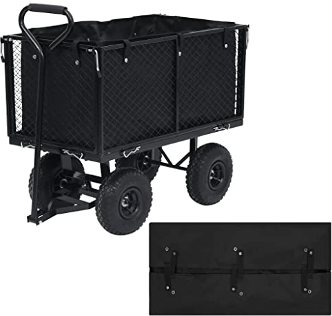 vidaXL Gartenwagen Einlage Bollerwagen Zubehör Gartenwagen Plane Innenplane Handwagen Auskleidung Transportwagen Schwarz 81x41x40cm Stoff
