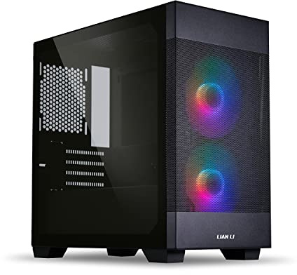 LIAN LI High Airflow Micro ATX PC Case, RGB Gaming Computer Case, Mesh Front Panel Mid-Tower Chassis with 2x140mm ARGB PWM Fans Pre-Installed, Tempered Glass Side Panel (LANCOOL 205M MESH, Black)