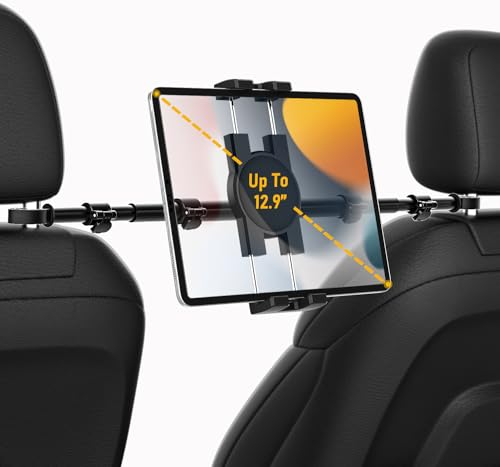 Oilcan Support Tablette Voiture Central [Rétractable & Rotation] Porte Tablette Voiture Siège Arrière pour Enfant, Fixation Appuie Tête pour Switch, Lenovo, Galaxy, iPad, Téléphone, 4-12,9