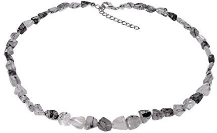XEN Black Rutilquarz - Collier Trommelstein 48 + 5 cm 925 Silber 48