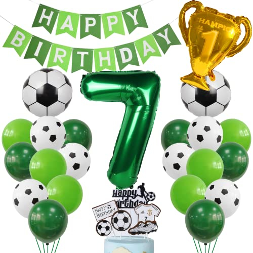 Cnrose Fussball Luftballon 7. Geburtstag Grün Helium Ballon 7 Geburtstag Junge Cake Topper Fußball Geburtstagsdeko 7 Jahre Kindergeburtstag Party Deko 7. Geburtstagsdeko Fußball Kuchendeko Fussball