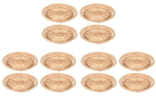 Jojomino 12 Pcs Bamboo Paper Plate Holder - 10 Inch Round Woven Plate Holder, Reusable Paper Plate Holders for Picnic