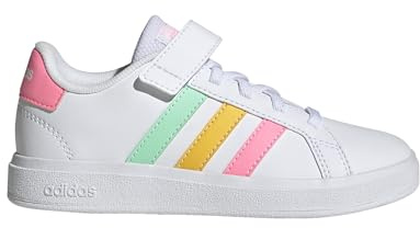 Adidas Unisex Kinder Grand Court Lifestyle Tennis Lace-Up Shoes, Cloud White/Pulse Mint/Beam Pink, 33 EU