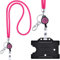 Kristall Lanyard PINK mit Ausweis Jojo + ID Kartenhalter schwarz Halskette Schlüsselband mit glitzernden Strasssteinchen Umhängeband