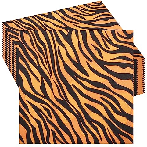 POPOYU 20 Stück Tiger Servietten,33 cm*33 cm Servietten Dschungel,Deko Safari Servietten für Babyparty,Servietten Kindergeburtstag Tiger für Dschungel Safari Geburtstag Party Dekorationen