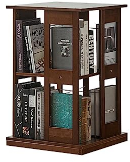 CLoxks Drehregal Bücher, Drehbares Bücherregal Weiß, Um 360° Drehbares Bücherregal Aus Holz, Offenes Regal, für Heimbüro, Wohnzimmer, Arbeitszimmer und Bibliothek