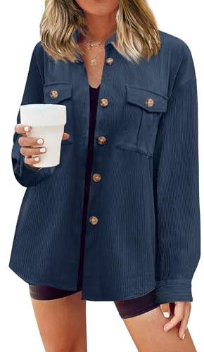 Hotouch Camicetta da Donna Elegante a Maniche Casual Lunghe con Colletto Alto da Ufficio Blu Scuro S